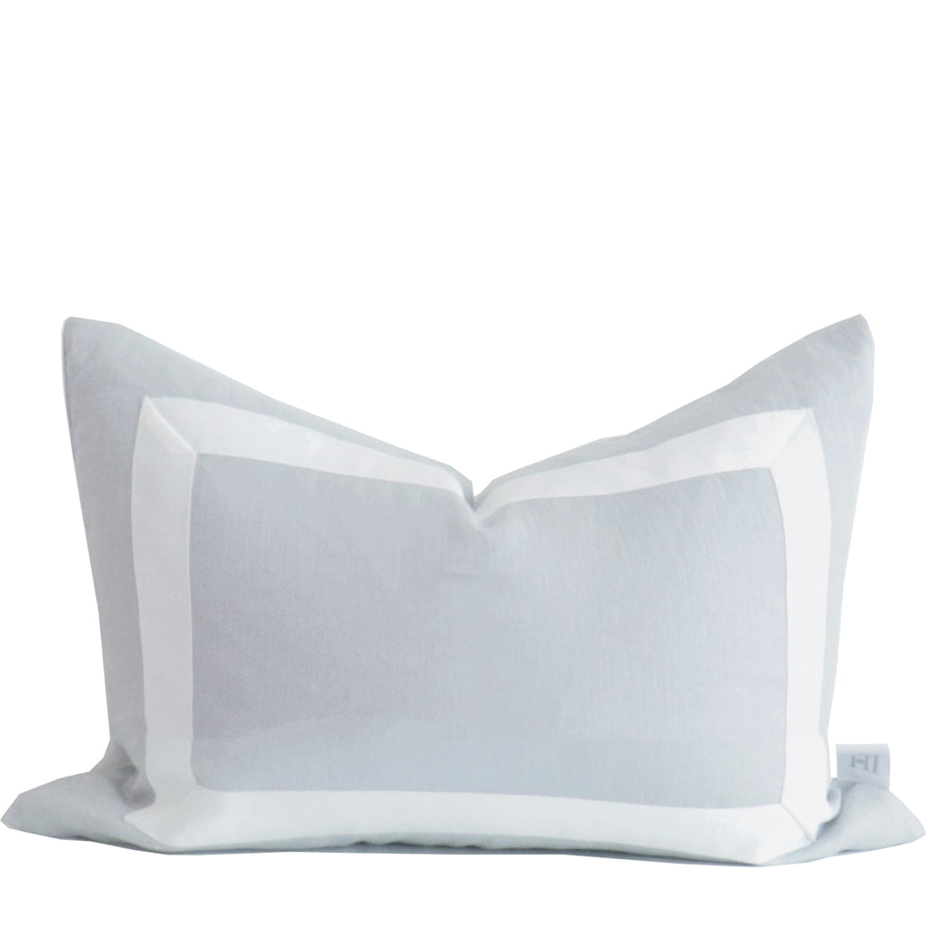 Navy Blue Organic Linen Pillow Cover with White Ribbon Trim – Lo Home