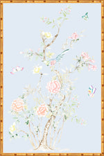 "Chinoiserie Garden 2" Framed Panel in "Sky" by Lo Home X Tashi Tsering