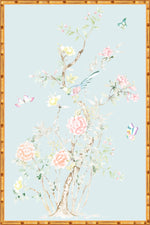 "Chinoiserie Garden 2" Framed Panel in "Lake" by Lo Home X Tashi Tsering