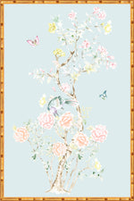 "Chinoiserie Garden 3" Framed Panel in "Lake" by Lo Home X Tashi Tsering