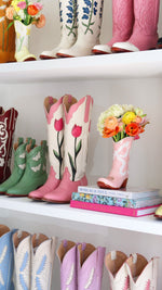 Lo Home x Petite Paloma Cowgirl Boot Vase- Claire Bow in Pink