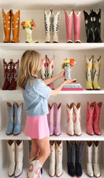 Lo Home x Petite Paloma Cowgirl Boot Vase- Claire Bow in Blue