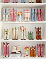 Lo Home x Petite Paloma Cowgirl Boot Vase- Claire Bow in Blue