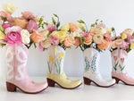 Lo Home x Petite Paloma Cowgirl Boot Vase- Claire Bow in Pink
