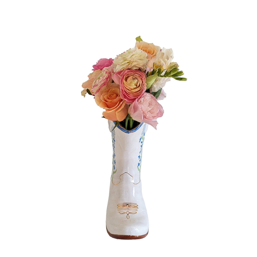 Lo Home x Petite Paloma Cowgirl Boot Vase- Quinn Bluebonnets