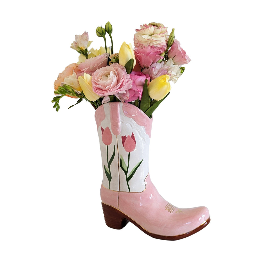Lo Home x Petite Paloma Cowgirl Boot Vase- Sadie Tulips