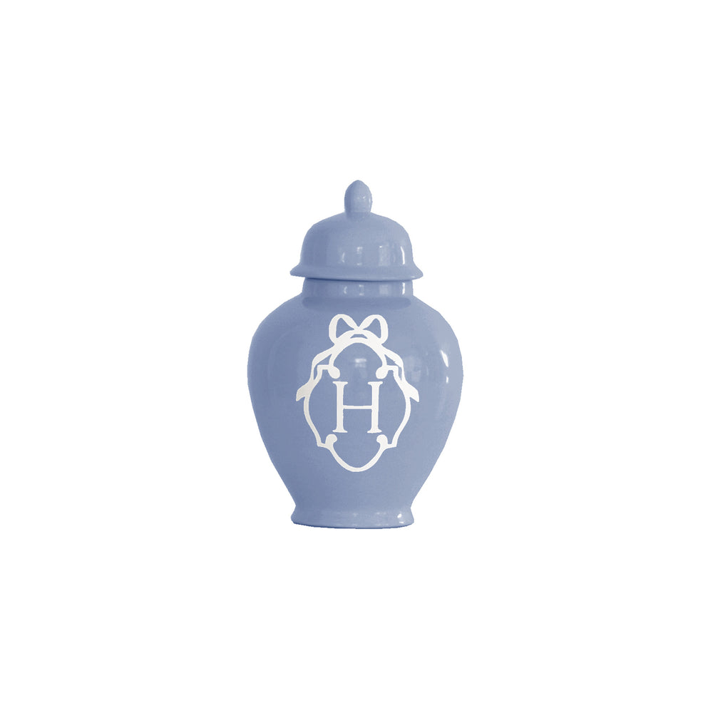 Bow Monogram Ginger Jars in French Blue