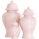 Bow Stripe Ginger Jars in Cherry Blossom Pink