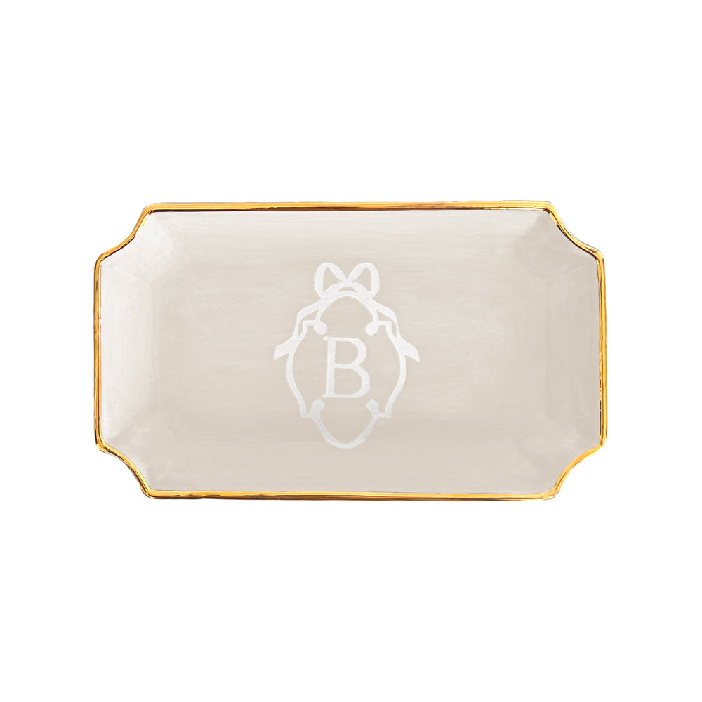 Bow Monogram Trays with 22K Gold Accent