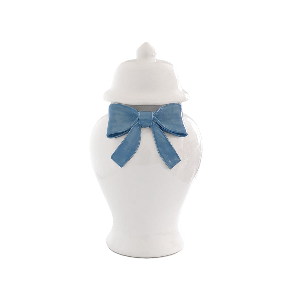 Ginger Jars with Sculpted Ceramic Bow in French Blue – Lo Home
