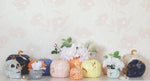 Layered Leaves Pumpkin Jars with 22K Gold Accents in Navy Blue