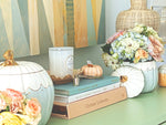 Scalloped Pumpkin Jars with 22K Gold Accents in Light Blue