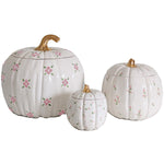Cottage Floral Pumpkin Jars with 22K Gold Accents in Pink