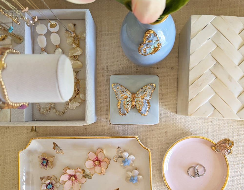 Gilded Butterflies Trays with 22K Gold Accent