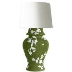 Chinoiserie Dreams Ginger Jar Lamp in Moss Green