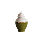 Moss Green Color Block Ginger Jar with Gold Accent