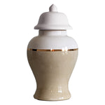Sand Color Block Ginger Jar with Gold Accent