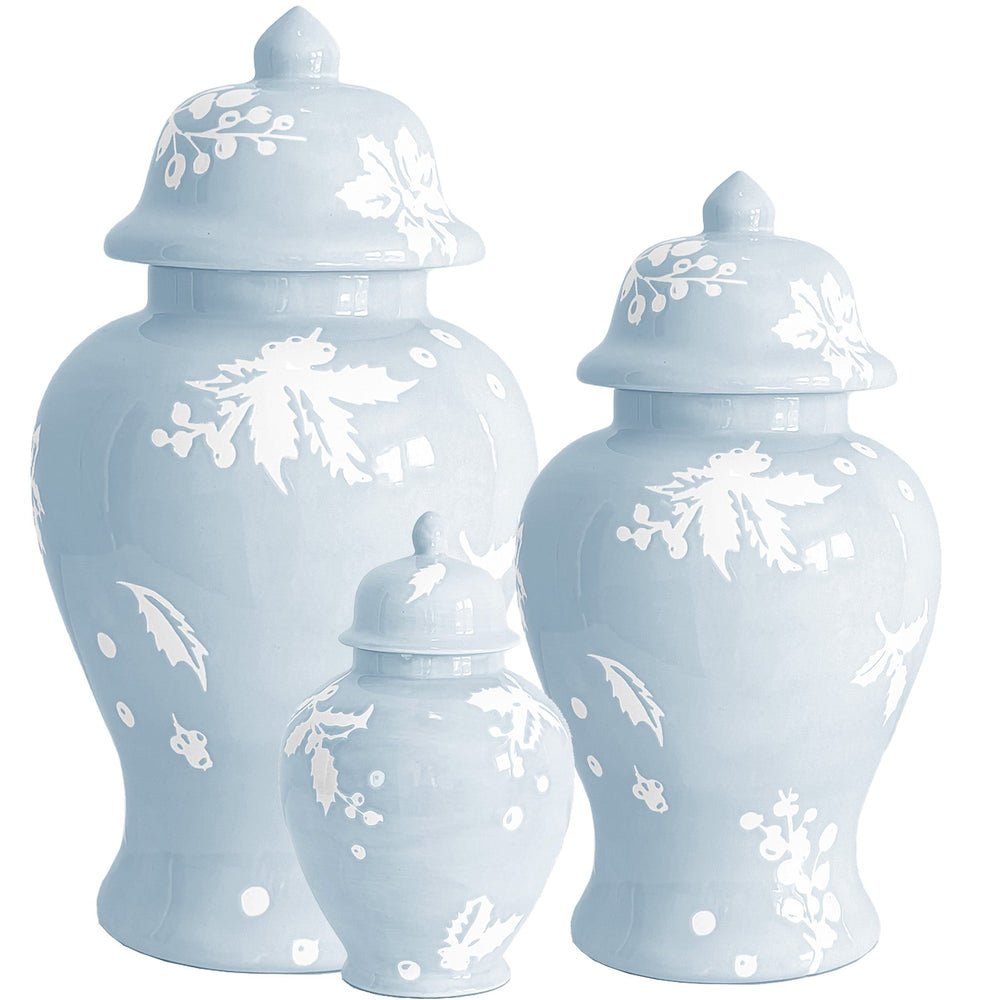 Deck the Halls Ginger Jars in Hydrangea Light Blue
