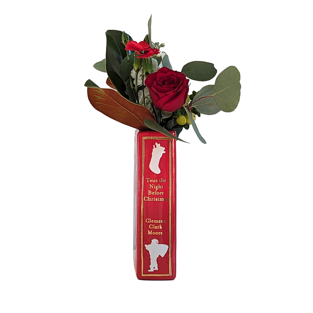 Christmas Classics Book Vase- 'Twas the Night Before Christmas in Holiday Red