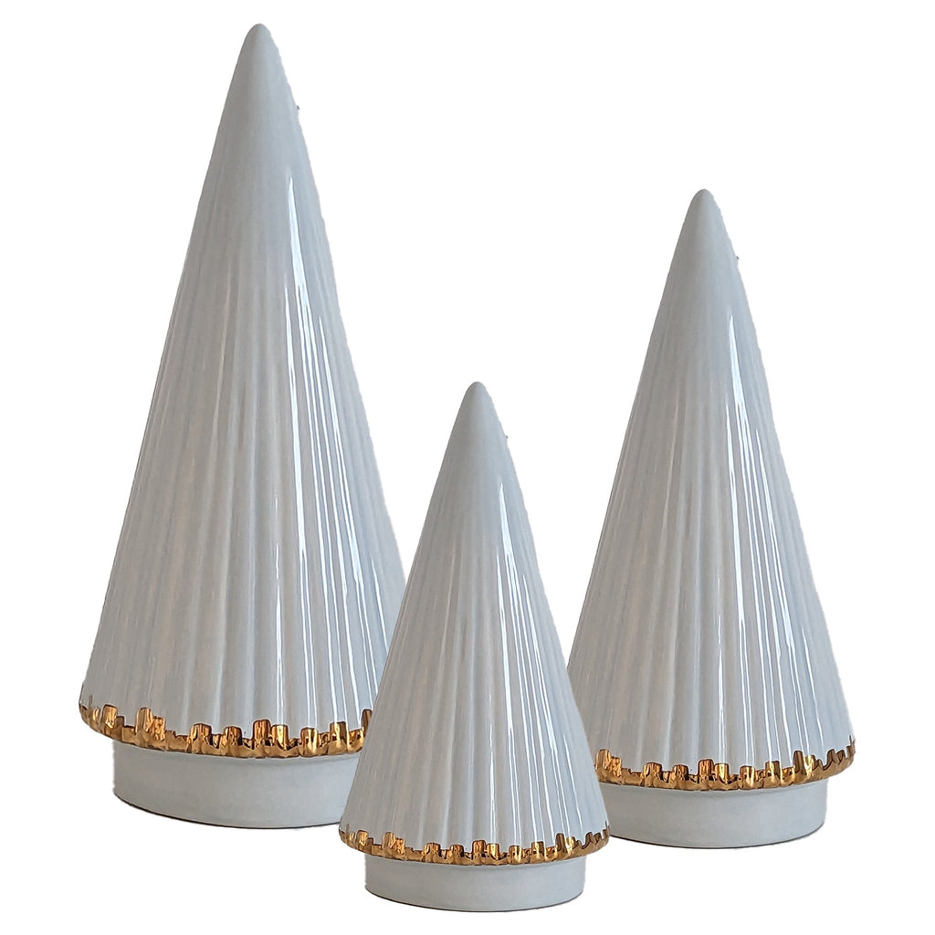 Hydrangea Blue Fluted Christmas Trees with 22K Gold Brushstroke Accent ...