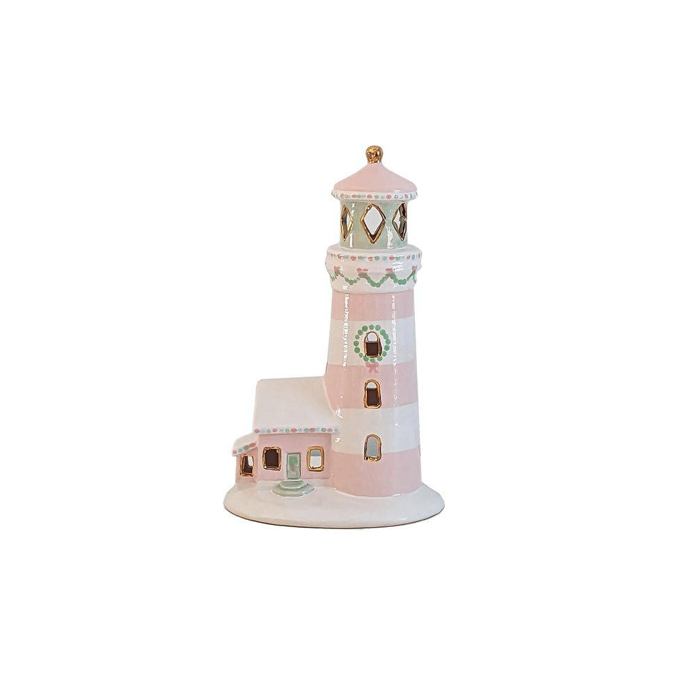 Pastel Lighthouse with 22K Gold Accents