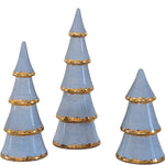 Serenity Blue Tiered Christmas Trees with 22K Gold Brushstroke Accent