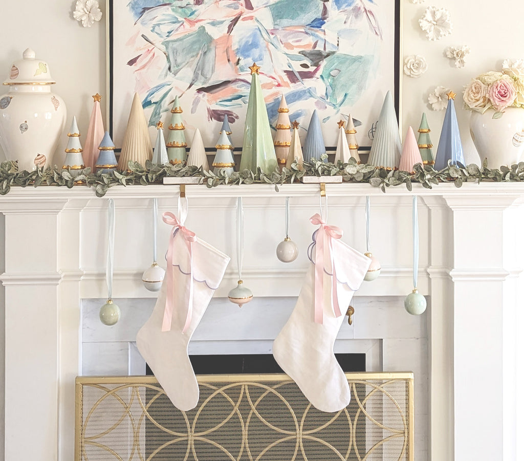 Beige Fluted Christmas Trees with 22K Gold Brushstroke Accent – Lo Home