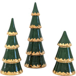 Holiday Green Tiered Christmas Trees with 22K Gold Brushstroke Accent