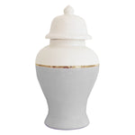Light Gray Color Block Ginger Jar with Gold Accent