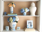 Lo Home x Chapple Chandler Gingham Column Vase with Hydrangea Accents