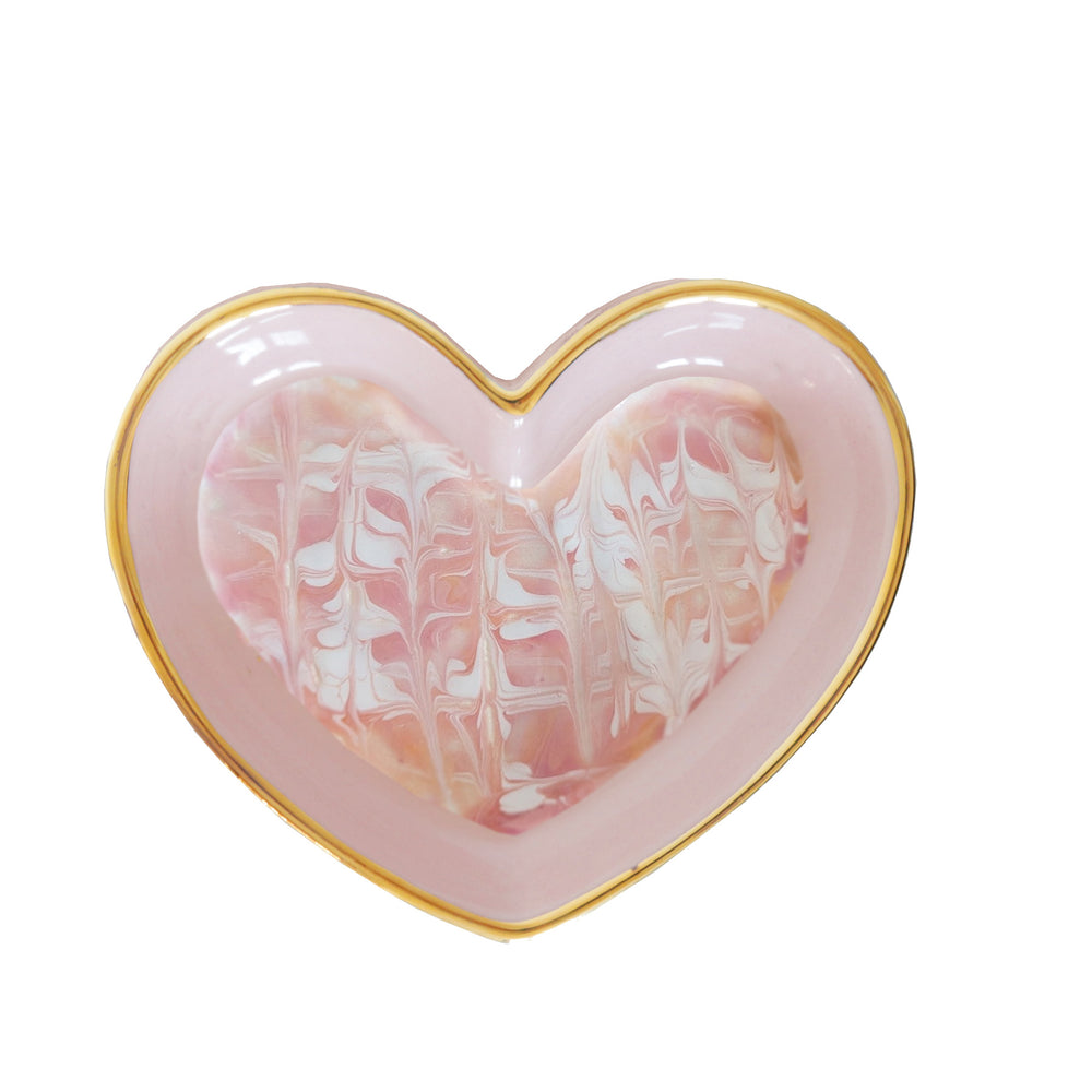 Marbled Heart Trays with 22K Gold Accents