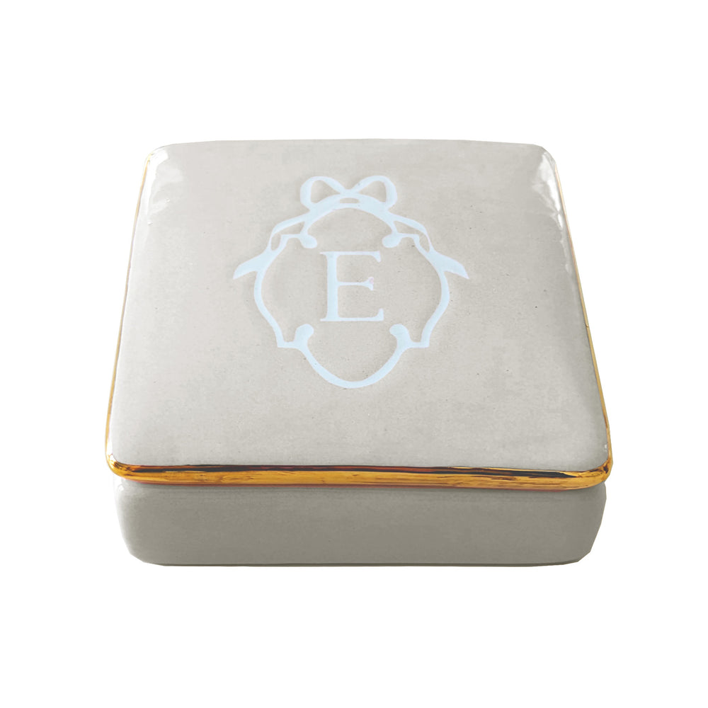Bow Monogram Box with 22K Gold Accent
