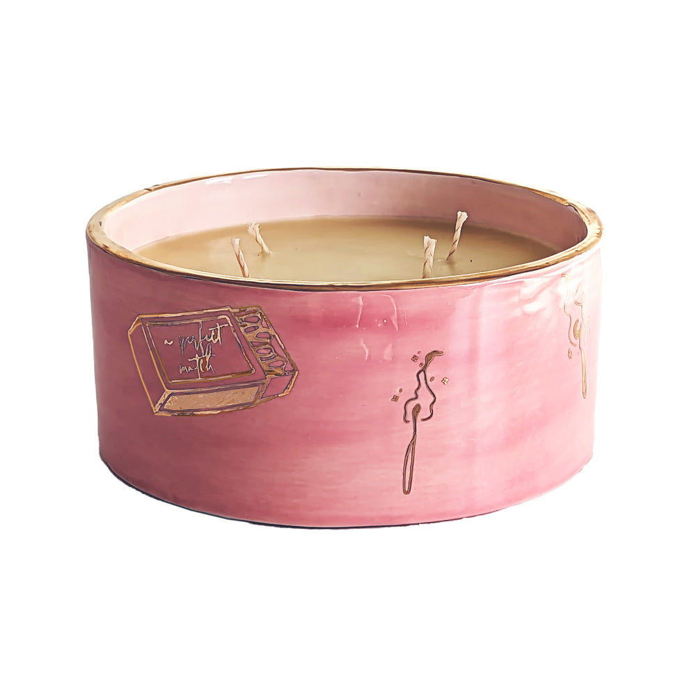 Perfect Match Pure Beeswax Candle with 22K Gold Accents