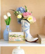 Lo Home x Petite Paloma Cowgirl Boot Vase- Claire Bow in Blue