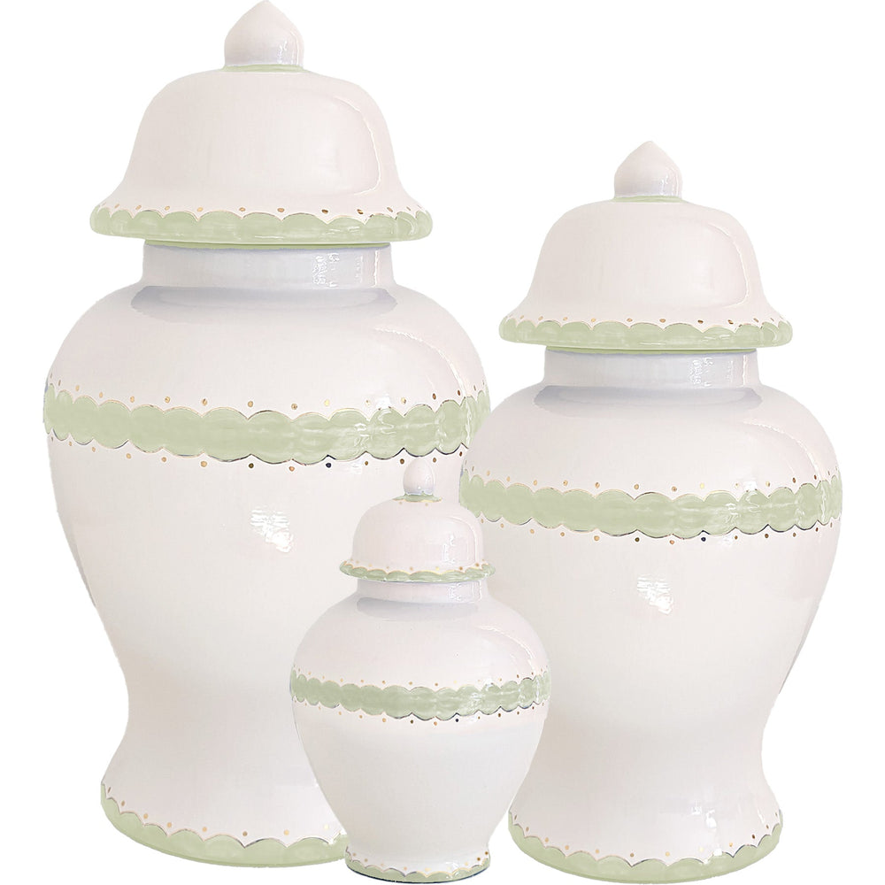 Scallop Ginger Jars in Soft Green