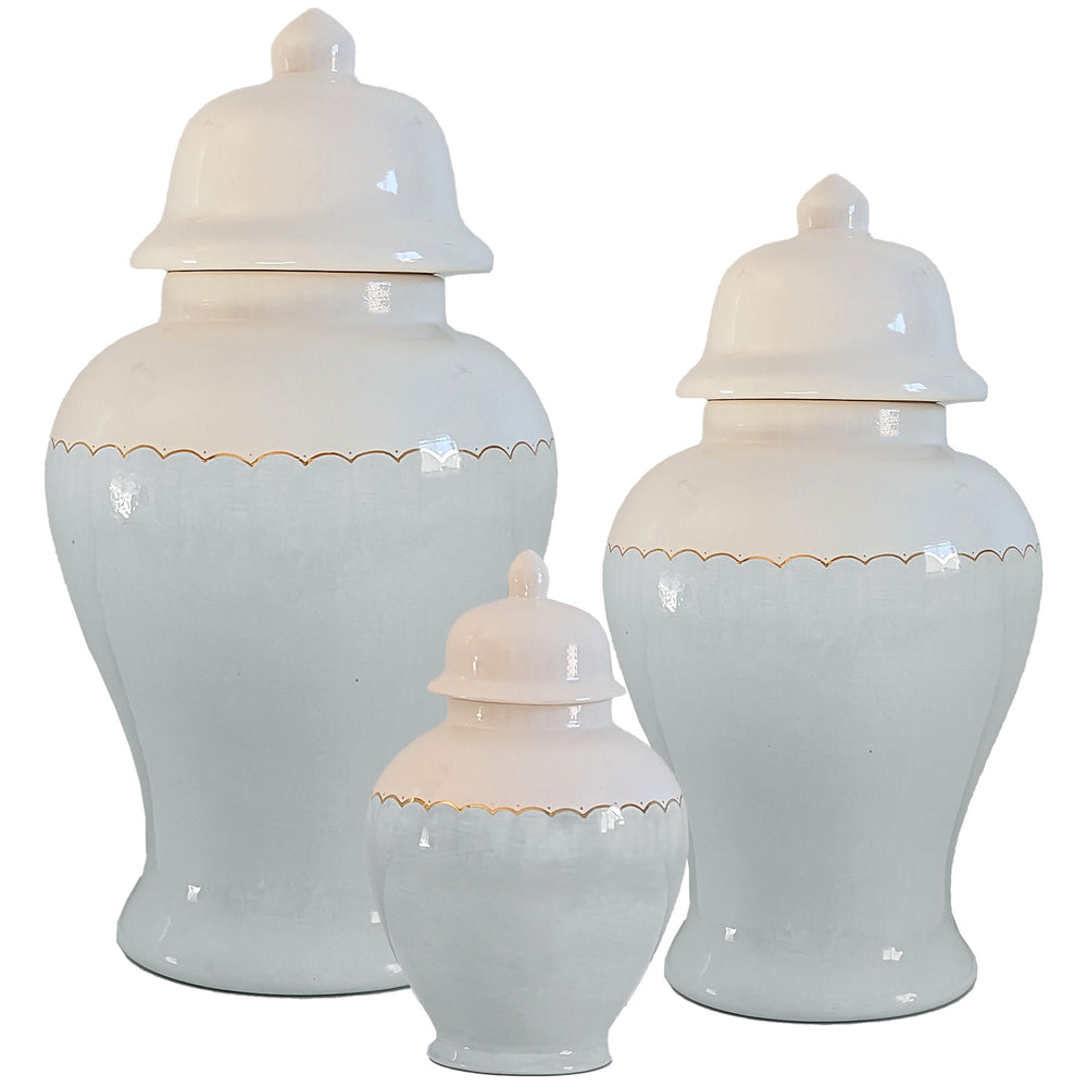 Scallop Color Block Ginger Jars in Hydrangea Light Blue