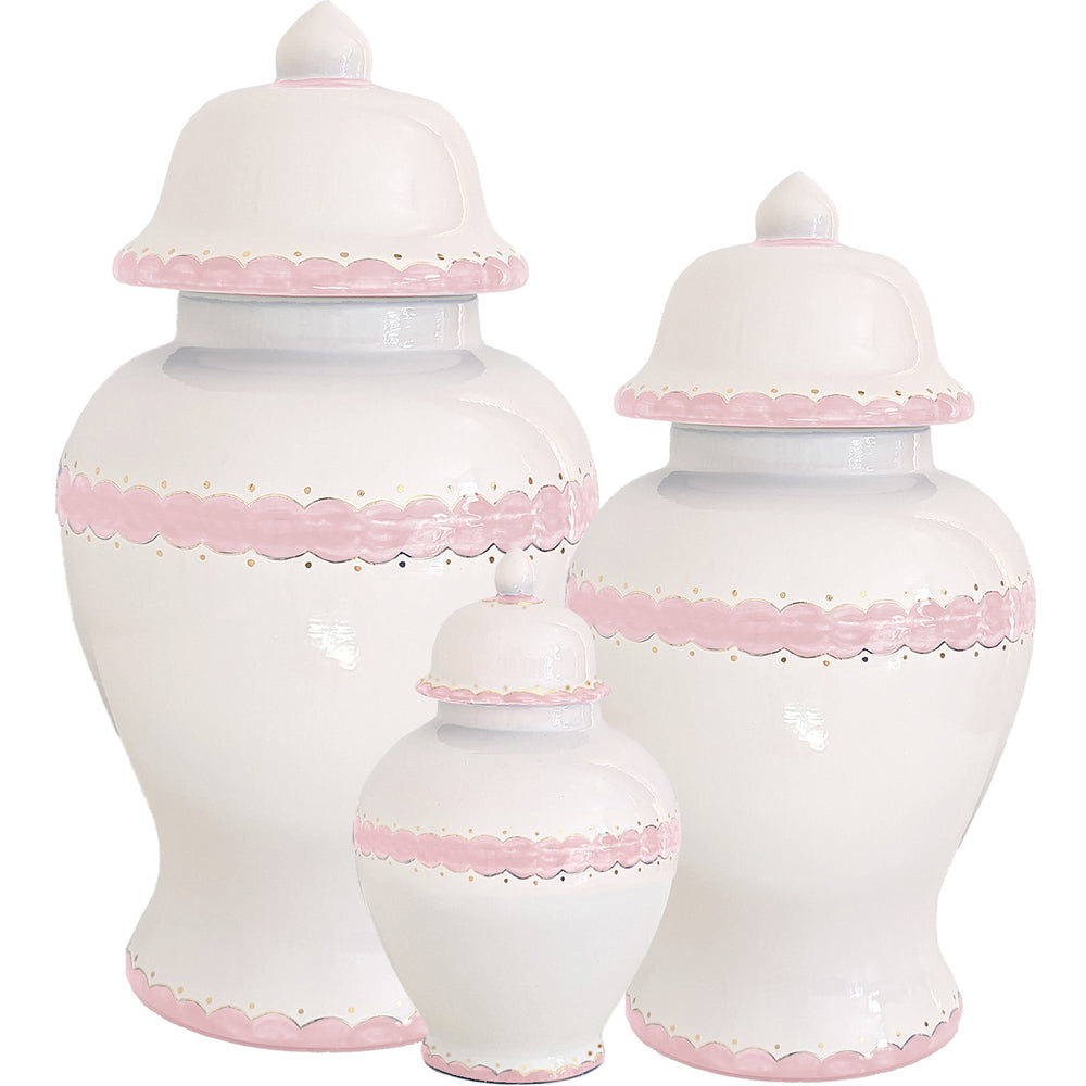 Scallop Ginger Jars in Light Pink