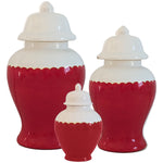 Scallop Color Block Ginger Jars in Holiday Red