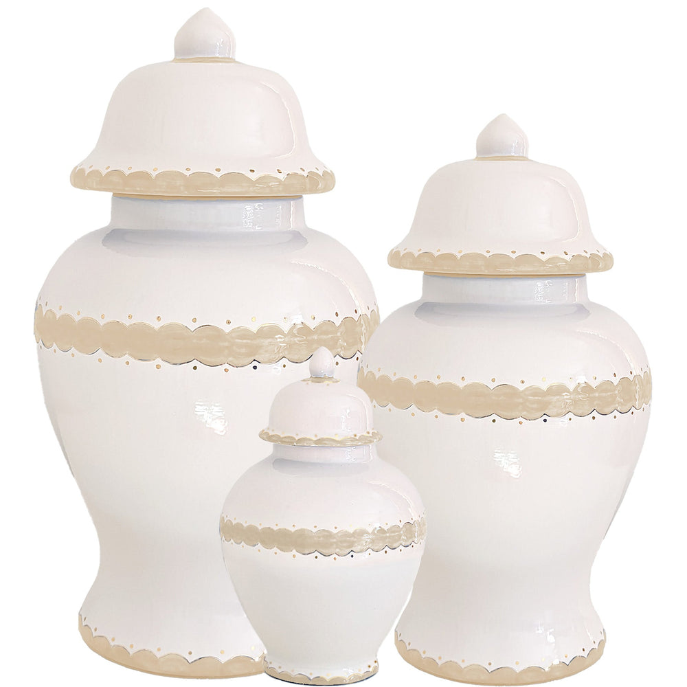 Scallop Ginger Jars in Tan