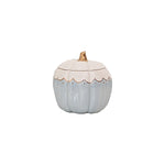 Scalloped Pumpkin Jars with 22K Gold Accents in Light Blue