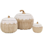 Scalloped Pumpkin Jars with 22K Gold Accents in Tan