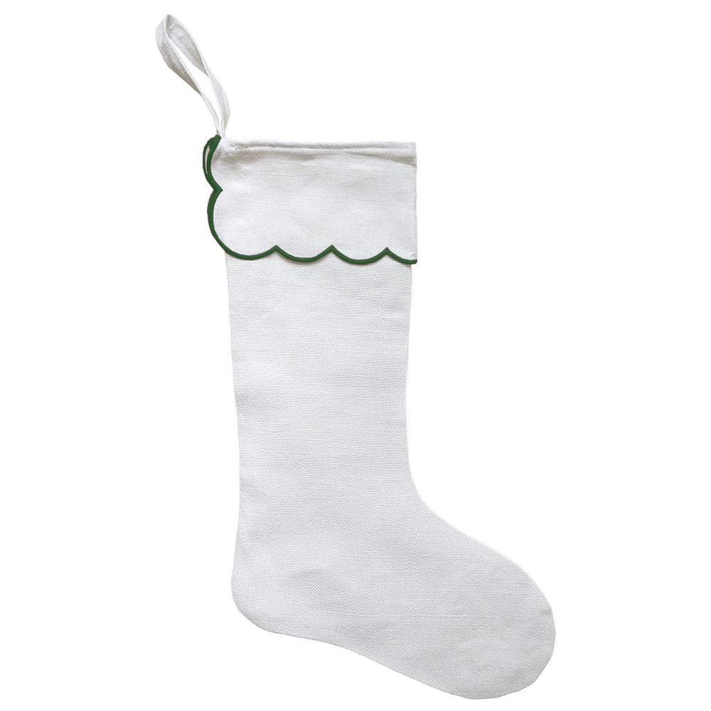 Linen Stocking with Scallop Cuff