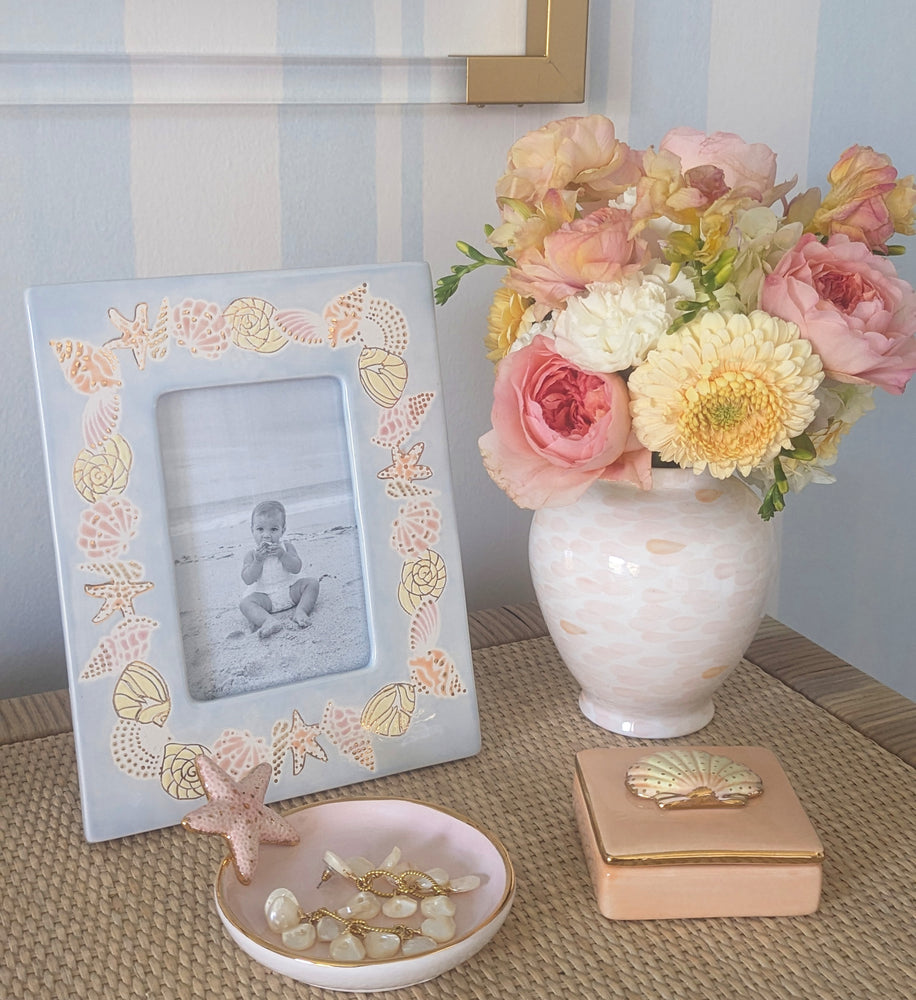 Seashell Photo Frame with 22K Gold Accents