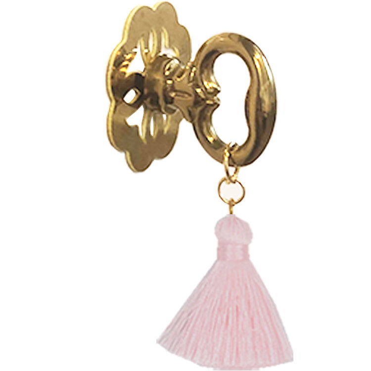 Small Floral Brass Tassel Drawer Pull - Choose your tassel color