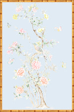 "Chinoiserie Garden 1" Framed Panel in "Sky" by Lo Home X Tashi Tsering