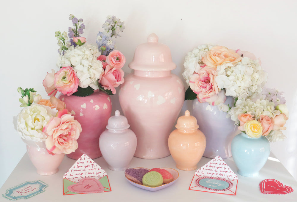 "Love is in the Air" Ginger Jars in Light Lavender