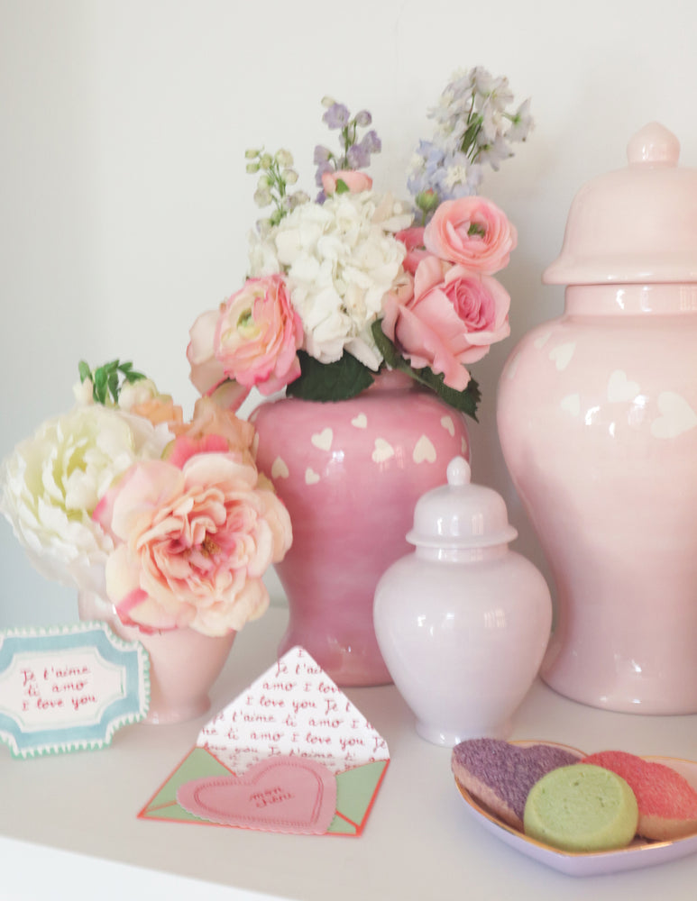 "Love is in the Air" Ginger Jars in Cherry Blossom Pink