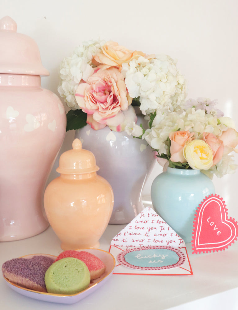 "Love is in the Air" Ginger Jars in Cherry Blossom Pink