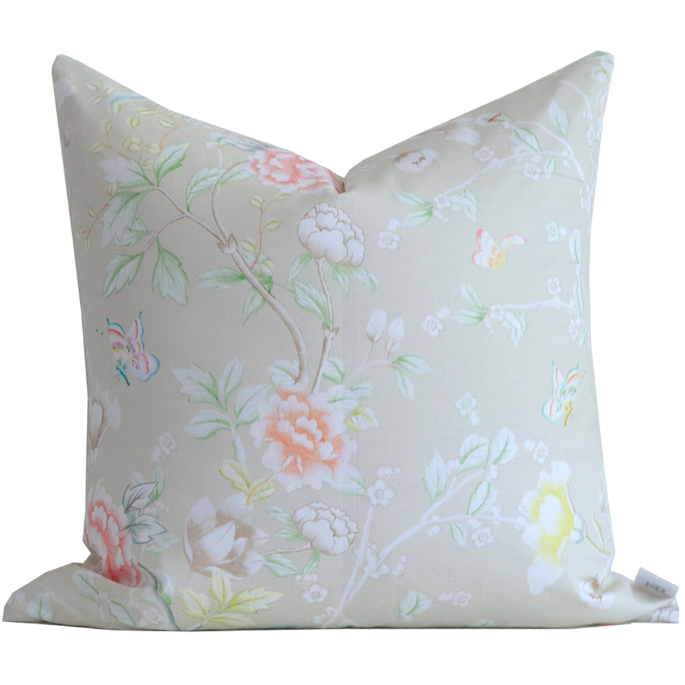 "Chinoiserie Garden" Pillow Cover by Lo Home x Tashi Tsering in Dune