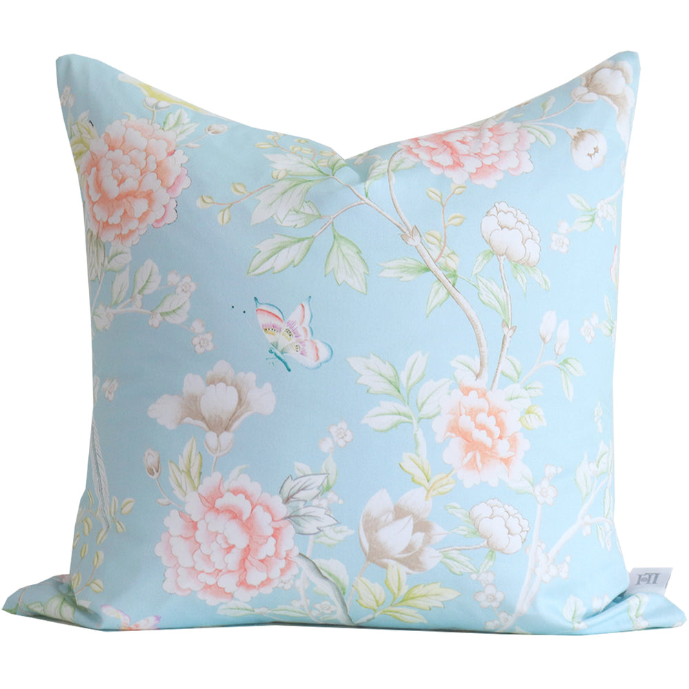 "Chinoiserie Garden" Pillow Cover by Lo Home x Tashi Tsering in Lake
